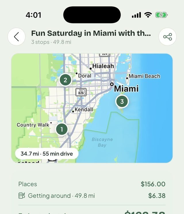 A day out, planned from real places and followed live.